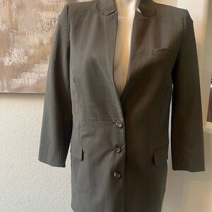 Elizabeth and James Gray wool Tailored Blazer tab collar sz 6 EUC grayish green
